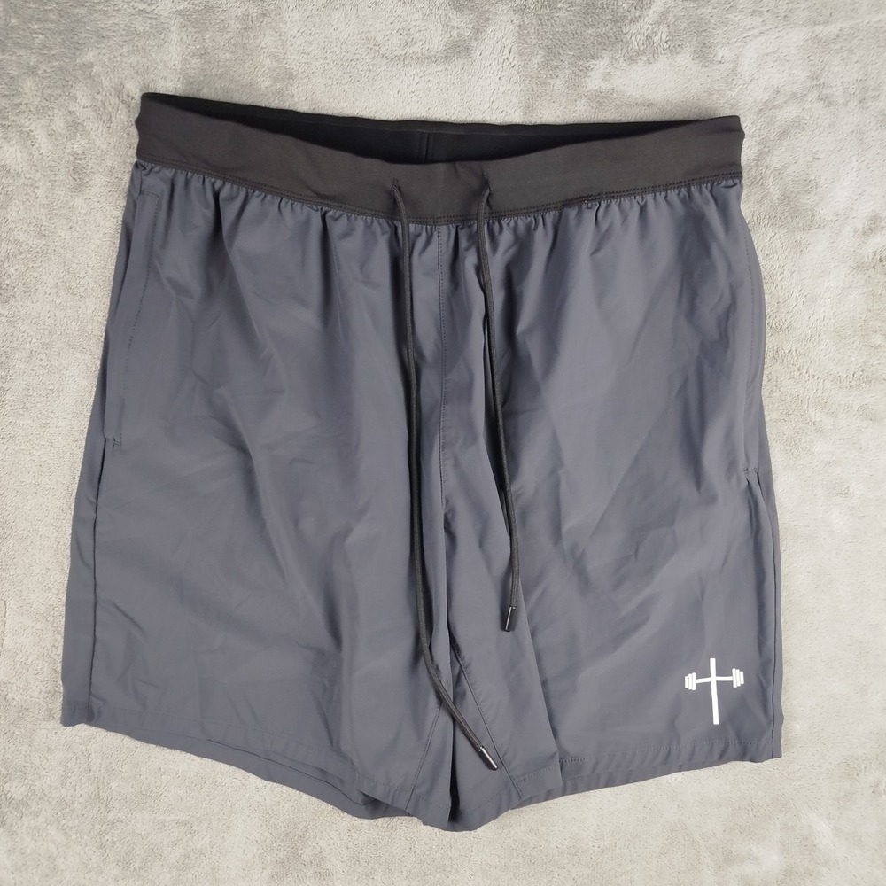 Holstrength Performance Shorts Mens L 7"In‎ Gray Pull On Drawstring Athletic Gym